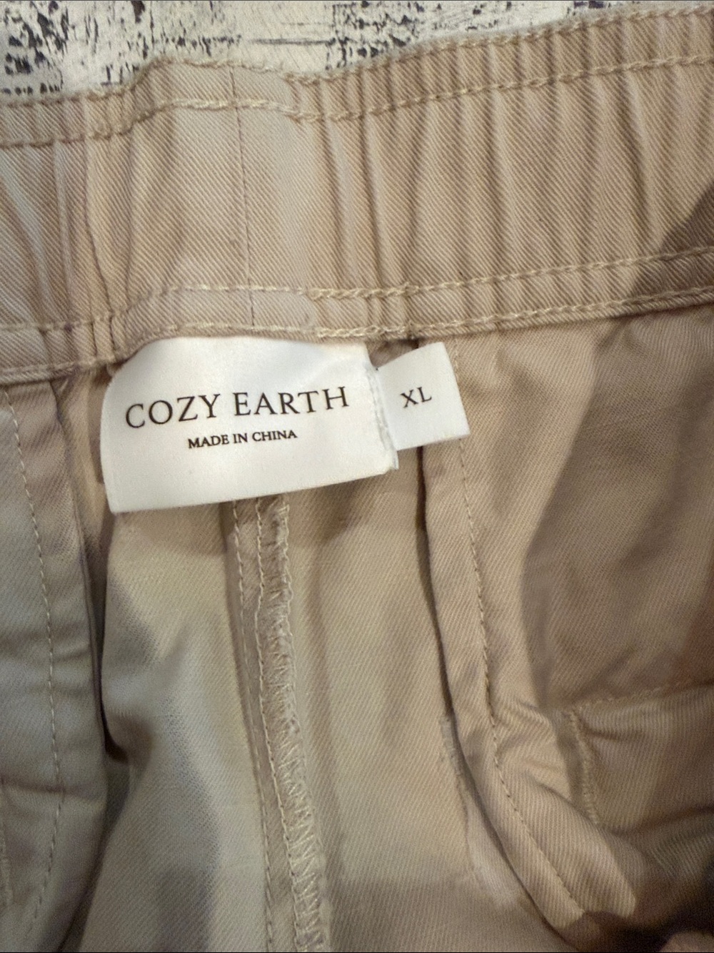 Men's Casual Drawstring Shorts - Beige - Picture 3 of 3